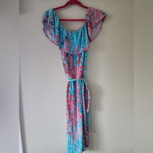 Tori Richard Pink and Blue Patterned Dress